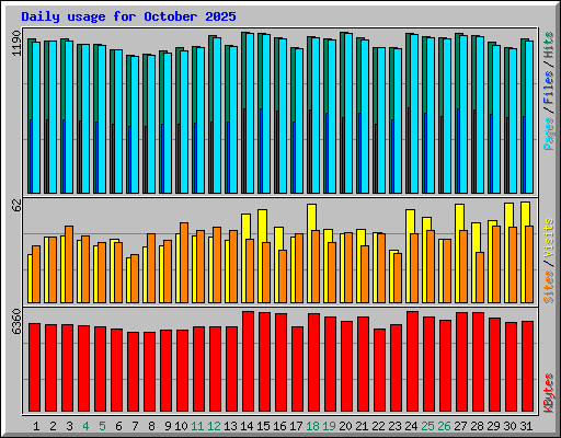 Daily usage for October 2025